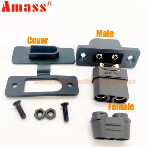 1Sets/2Pcs Original AMASS Black XT90E-M XT90H-F Male Female Connecto Plug Screw Mount Protector Cove
