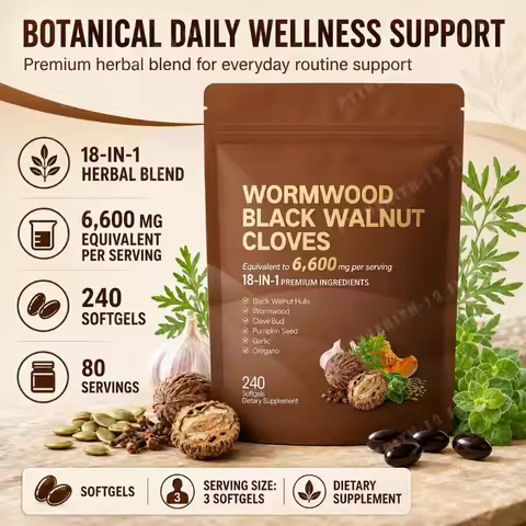 Wormwood Black Walnut Cloves 6600mg 18 In 1 Herbal Softgels Detox Digestive Health Gut Support Pumpk