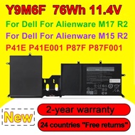 For Dell For Alienware M15 M17 R2 P41E P87F Series Laptop Battery Y9M6F 08K84Y YM9KC 11.4V 76Wh With