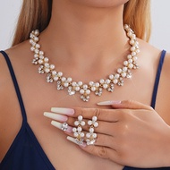 Ladies Alloy Jewellery Set Pearl Necklace Earrings Set Ladies Necklace Wedding Party Jewellery Set L