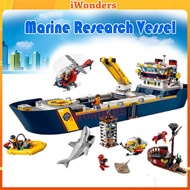 Marine Research Vessel Expedition Ship Ocean Base Submarine City Building Bricks Toys For Kids Gifts