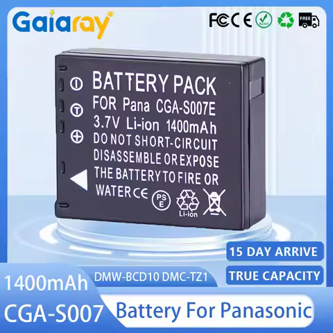 CGA-S007E CGA-S007 Camera Battery 3.7V 1400mAh Rechargeable Battery for Panasonic DMW-BCD10 DMC-TZ1 