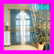 PXJHS Curtain Semi-shading Free Punching Installation Bedroom Living Room Door Curtain Embroidery Bay Window Floor-to-ceiling Windows TSKD