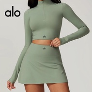 A Alo Yoga Outfit Set for Women: Top, Running Jacket, Bra, Zipper Pants A Yoga Shorts Sports Skirt S