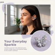 [PEO] Luxury Rhinestone Butterfly Earbud Clip Detachable Scratch-Free  Earbuds Decoration for Workmu
