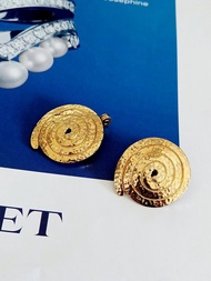 vintage jewelry  Monet 古董金色渦卷 夾式耳環