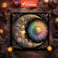 1Pc Charming Table Cloth, Elegant Sun And Moon Mandala Tarot Altar Cloth Table Cloth Waterproof