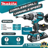 Makita DDF481 1/2" Cordless Drill with Brushless Motor Up to 1,155 in. lbs. Max Fastening Torque! Rechargeable Electromechanical Drill Screwdriver Screwdriver home maintenance electric screwdriver three-in-one 18V waterproof dustproof【30-day free trial】