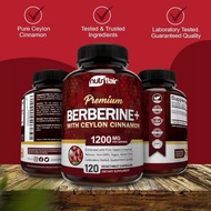 Original NutriFlair Premium Berberine with Ceylon Cinnamon 120 Vegetable Capsules,Supports Glucose M