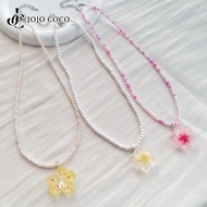 JOJO COCO Flowers Necklace Colorful Beaded Female Temperament Clavicle Chain Necklace