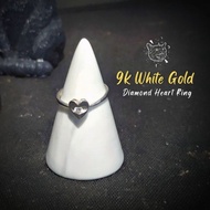 9 Karat 375 Original White Gold Diamond Heart Ring