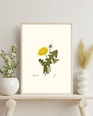 蒲公英版畫數位下載 - 野花種子頭牆面藝術