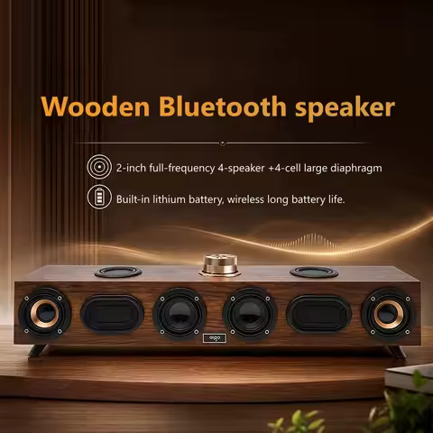 Wooden Sound Bar Bluetooth 6.0 Wired Wireless Audio Speakers Surround Soundbar Support AUX Coaxial T