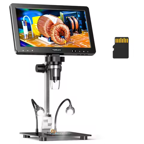 TOMLOV HDMI Digital Microscope 1500X DM9 Max 10.1" HD IPS 20MP Coin Microscope for Error Coins LCD S