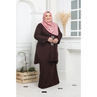 Baju Kurung Kebarung Dark Brown Ironless Saiz S - 5XL Plain Loose Plus Size Ready Stock Raya Sale Baju Raya 2024 Viral