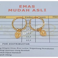JelitaFash- 2.gr gold love pendant earrings, 17.7 gold content, free letter