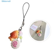DARNELL Fish Cake Keychain, Pink Squid Roll Bag Keyring Food Taiyaki Pendant, Phone Lanyard Kawaii J