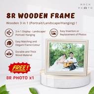 【Mach Photo】8R S-Shaped Wooden Photo Frame White Wash Landscape Portrait Hanging Free 8R Matte Photo