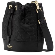 Kate Spade Flower Quilted Fabric Bucket Bag In Black Kk076