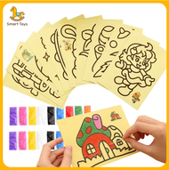 Kids DIY Sand Art Kit Painting with 6 Colours Sand Art Toy Gift for Children Birthday Party Gifts