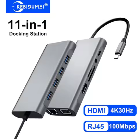 USB C Docking Stations 11-in-1 USB C HUB Type C to 4K HDMI Adapter USB 3.0 Splitter with PD/RJ45/3.5