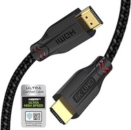 TEKTURN 8K HDMI 2.1 Cable (1-Pack), 48Gbps, 6ft, Certified Ultra High Speed Braided, 4K 144Hz 8K 60Hz, HDCP 2.3, Dynamic HDR, eARC, DTS:X, Supports Roku, Xbox Series X, PS5, Blu-ray, Apple, Smart TVs