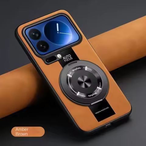 Case For Xiaomi 17 Pro Max 360 Rotating Magnetic Holder Luxury Silicone Sheepskin Leather Back For M