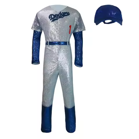 Elton John Dodgers Cosplay Costume Baseball Uniform Jumpsuit Hat Rocketman Party Outfits Tt9]