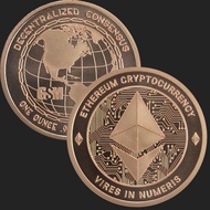 ETH Ethereum Cryptocurrency | 1 oz AVDP .999 Fine Cu Copper Round | Bitcoin (Made in United States) 
