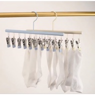 Stainless Steel Clothing Hanger（10 Clips）Penyangkut Stokin Tuala Muka