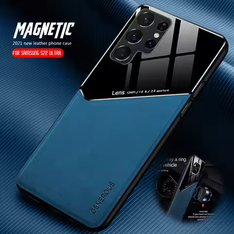 For Samsung S 22 Ultra Case Leather Texture Car Magnetic Phone Cover For Samsung Galaxy S22 Ultra Pl