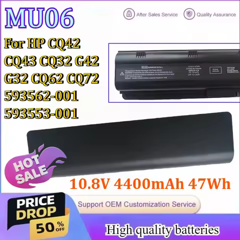 MU06 10.8V 4400mAh 47Wh Laptop Battery for HP Compaq Notebook 593554-001 593554-001 for Pavilion G6 