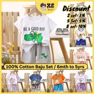6m to 5yrs Kid Short Sleeve Clothes Set Baju Budak Lelaki Murah Baju Baby Girl Newborn Clothing Chil