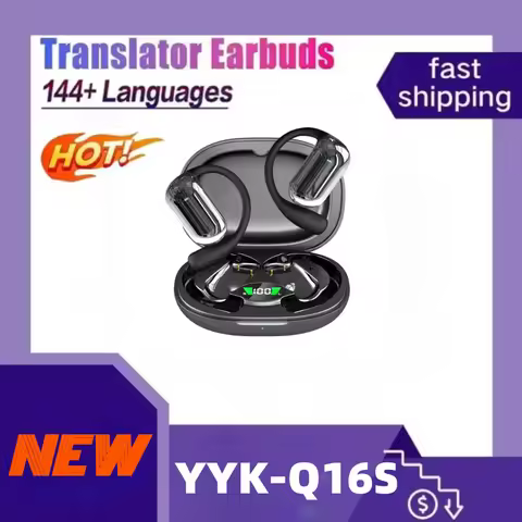YYK-Q16S AI Translation Earbuds with Ear Hook Translator Headphones Open Ear Headphones for Running 