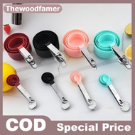 thewoodfamer 4/8PCS/Set Plastic Multi Purpose Measuring Cup Measuring Spoon Stainless Steel Handle W