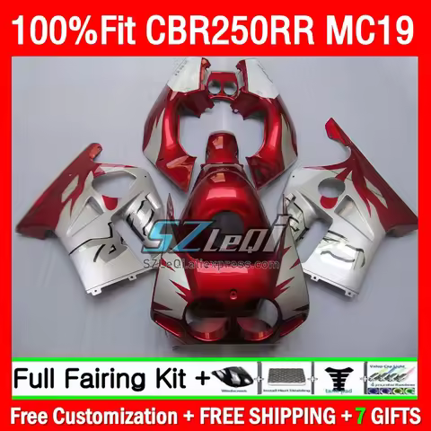 Silvery Red Injection Fairing For HONDA CBR250RR MC19 CBR250 CBR 250 RR CC 36Q1.0 CBR 250CC 1988 198