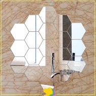 [4D] Shatterproof Hexagon Mirror Wall Sticker Paste Hexagonal Glass Sticker Mirror Wall Decoration Sticker Acrylic Tempered Glass Mirror Bathroom Toilet Decoration Import