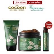 Set of 3 Limited Edition Dak Lak Coffee cocoon Exfoliating: Body 200ml + Facial Skin 150ml + Lip Scrub 5g