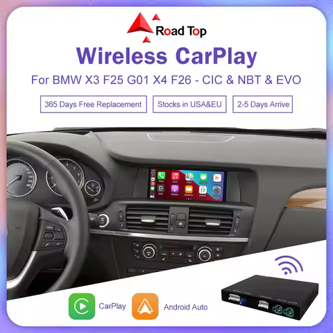 Road Top Wireless CarPlay for BMW X3 F25 G01 X4 F26 CIC,NBT,EVO System 2011-2020, with Android Mirro
