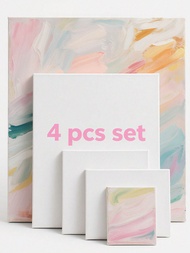 4pcs/Set Stretched Canvas Panels, 6 X 8, 8 X 10, 10 X 12, 12 X 16 Inches - 1 Of Each Size, 8oz Gesso