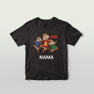 Tshirt Alvin And The Chipmunks Boleh Custom Nama - Cotton 160gsm