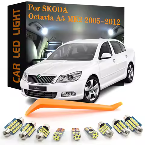 11pcs Car LED Interior Light Bulb Canbus For Skoda Octavia A5 MK2 1Z 1Z3 1Z5 Sedan Combi 2005 2006 2