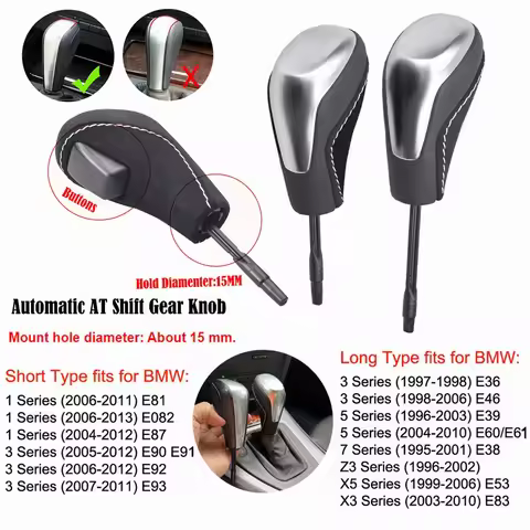 Automatic AT Short Long Gear Stick Car Shift Gear Knob For BMW E81 E82 E87 E90 E91 E92 E93 E36 E38 E