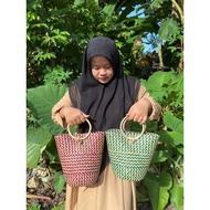 Rattan handle purun bag