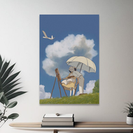 Ghibli Canvas Painting with Frame Poster Ghibli Decoration Gambar Ghibli Decor Wall Art The Wind Ris