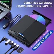 External DVD Drive With 4 USB 3.0 Ports Type C Port SD Card Reader Type-C Portable CD/DVD Optical Drive Player Writer CD Burner