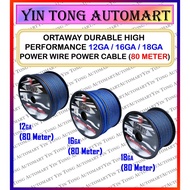 ORTAWAY Durable High Performance 12GA/16GA/18GA Power Wire Power Cable (80 METER)