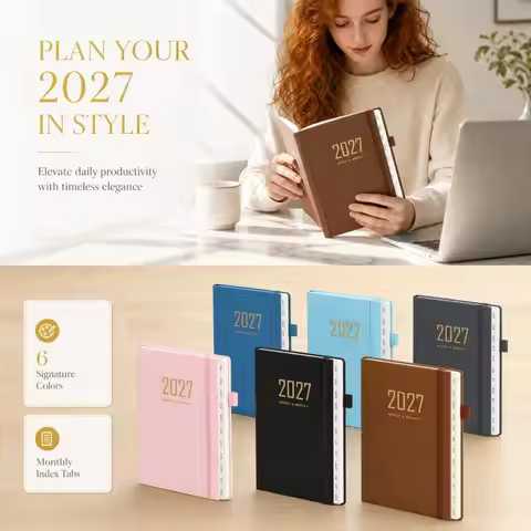 Portable 2027 Schedule Book Planner A5 To Do List A5 Agenda Notebook Thick Pages 365 Days Diary Plan