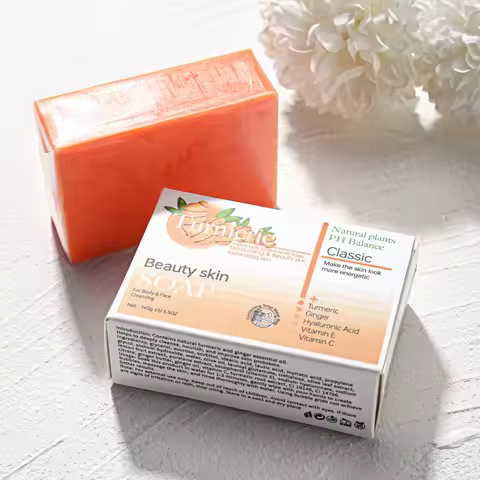 HZ Turmeric Kojic Acid Glutathione Essential Oil Cleansing Soap Deep Cleaning Handmade Soap Bath Soa