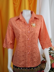 ร้านแชมป์อุดร เสื้อลูกไม้ผ้าบางคอปก มีมากกว่า 10 สี อก 404244464850 เสื้อเชิ้ต ชุดไปวัด เสื้อลูกไม้ผญ2022 เสื้อคนอ้วนผญ ชุดผ้าไทยหญิง